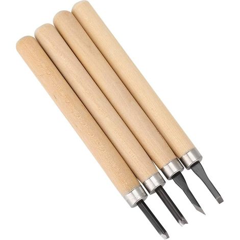 Lot de outils de couteau à découper Ciseau à bois, 4 pcs couteaux professionnels manuel Aiguiseur couteaux de tampon en caoutchouc à découper Lot d'outils