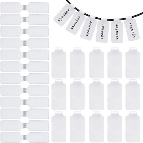 Packung mit 60 wiederverwendbaren, unbedruckten Nylon-Kabeletiketten – Weiße Etiketten für Elektronik- und Computerkabel (1/4)