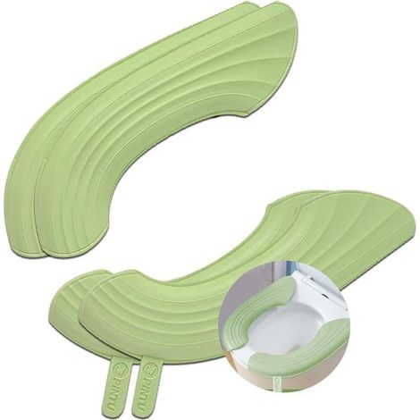 Chauffe-siège de toilette avec poignée, coussin de siège de toilette avec levage, forme en U lavable. (Vert, 2 ensembles)