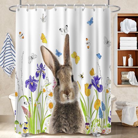 Rideau douche imperméable polyester 180x180 esthétique cache baignoire pour salle d’eau sans fenêtre (1/5)