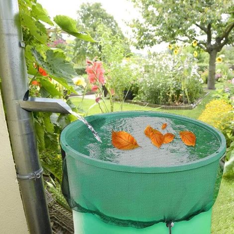 Rete di protezione per serbatoio di raccolta acqua piovana, 2 pezzi, diametro 60 cm, copertura per barile di raccolta acqua piovana con coulisse, rete protettiva regolabile, protezione contro foglie e (1/4)