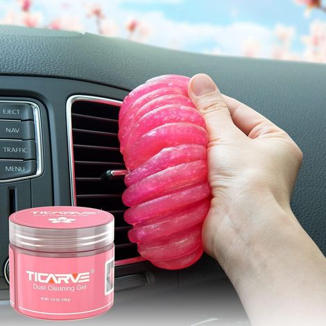 Gel nettoyant poussière universel pour voiture et ordinateur rose (1/5)