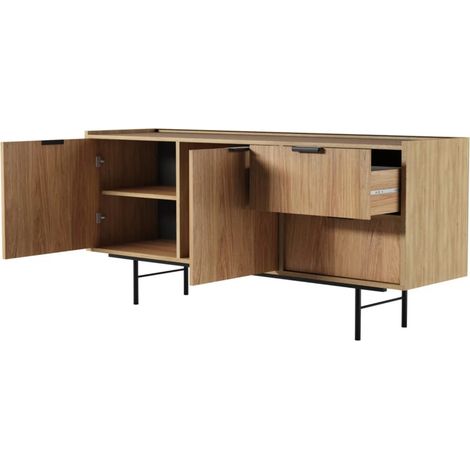 Credenza Elegante Con 2 Ante 2 Cassetti Ripiani Interni Ampio Spazio Contenitivo Per Sala Da Pranzo Ingresso E Zona Living 150 X 40 X 68 Cm Rovere (1/5)