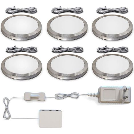 6 spots sous meuble LED éclairage armoire élément cuisine spots en saillie ultra-plats (1/5)