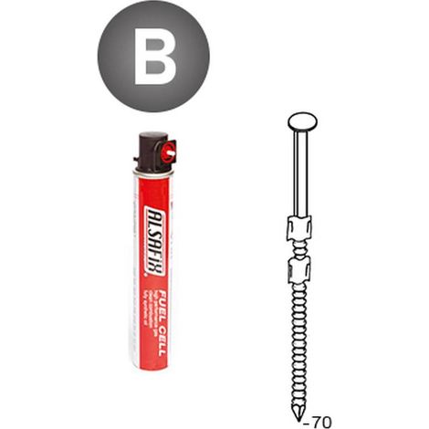 2 200 Pointes Annelées en Bande 20° (Pack) - 2.9x70 mm + 2 Cartouches de Gaz Rouge - D-Work (1/5)