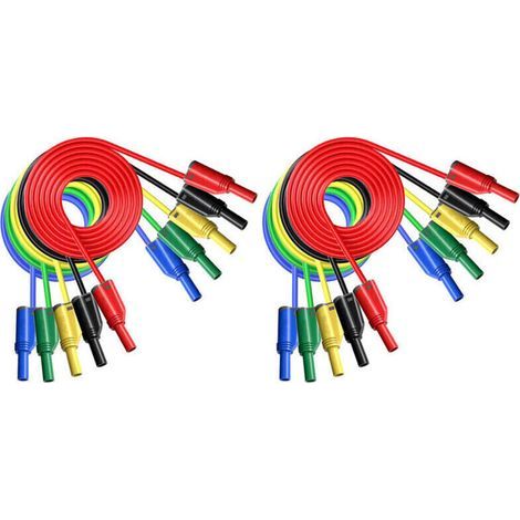 Fiches banane isolées empilables 4 mm – Lot de 10, câble souple en silicone pour multimètre, sécurité renforcée (1/4)