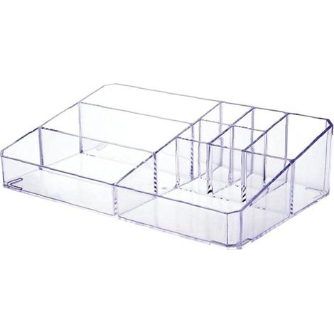 Boîte de rangement cosmétique acrylique transparente à 9 compartiments (1/3)