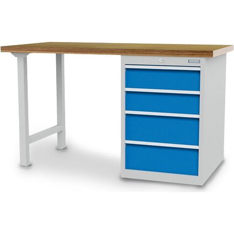Reihenwerkbank Breite 1500 mm, R18-24, Schubladenblock mit 4 x Schublade Maße in mm (BxTxH): 1500 x 750 x 859 (1/4)