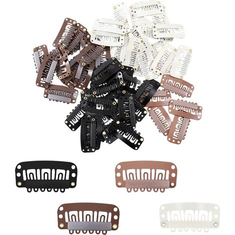 60 Pieces Metal Wig Clips with Teeth, Comb Clips with Soft Rubber, Comb Clips for Securing Wigs, Hair Clips for DIY Hair Extensions (1/5)