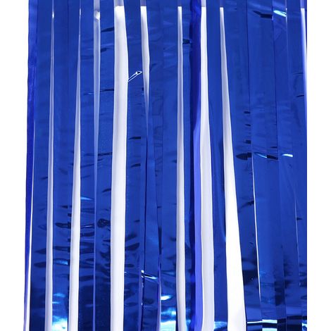 Rideau à paillettes métalliques, décoration de porte, fenêtre, décoration de mariage ou de fête (1 x 2 m, bleu) (1/5)