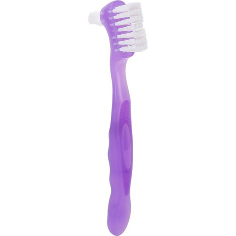 Brosse de nettoyage portable pour prothèses dentaires pour les personnes âgées, élimine la plaque dentaire et les taches, un cadeau idéal pour la maison et les voyages, violette. (1/5)