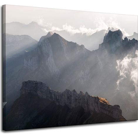 Leinwanddruck „Natur: Berge in den Wolken“, 100 x 80 cm