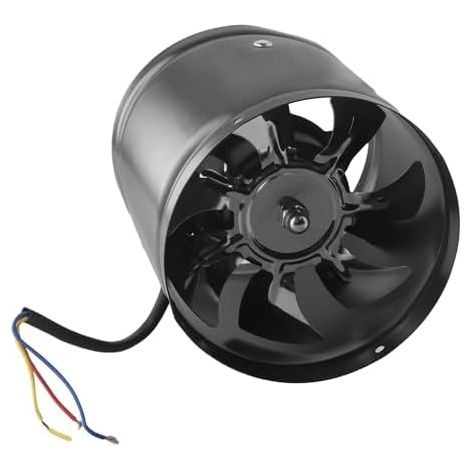 Ventilateur tubulaire industriel - 150 mm - En métal - 200-600 m³/h - Silencieux - Pour cuisine, atelier, bureau, boîtier robuste - 40 W (noir) (1/5)