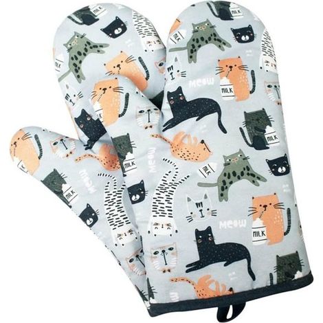 Gants isolants et résistants à la chaleur, compatibles micro-ondes, pour la cuisson en intérieur - 1 paire (Lazy Cat) (1/5)