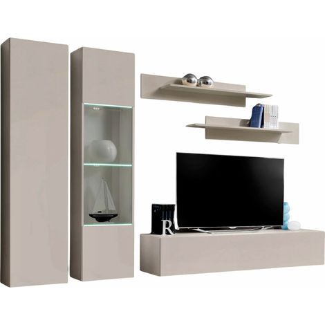 Ensemble Meuble TV Mural "Fly A5" 260cm Beige Gris (1/2)