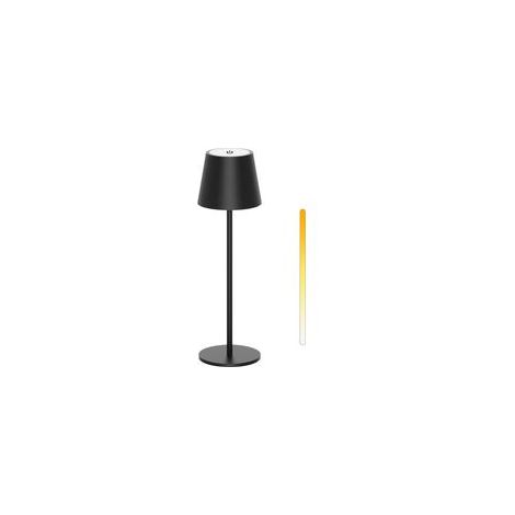 Lampada da tavolo wireless ricaricabile, luce bianca calda/fredda, LED dimmerabile, per uso interno/esterno, ideale per tavolo da pranzo, balcone, giardino, patio, colore nero - Crezuo