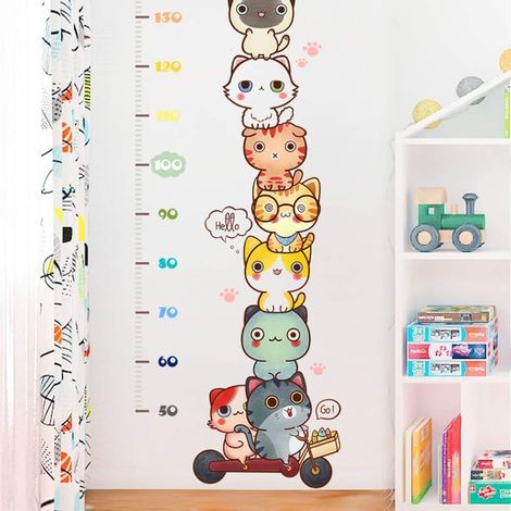 Wandtattoo, Katzen-Wachstumstabelle für Schlafzimmer, Wohnzimmer, Babyzimmer, Wandtattoo-Fototapete, 180 x 36 cm – Fei Yu (1/5)
