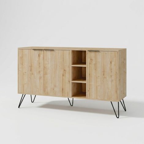Konsolen-Sideboard Clara mit Türen und platzsparenden Regalböden - Eiche (1/4)