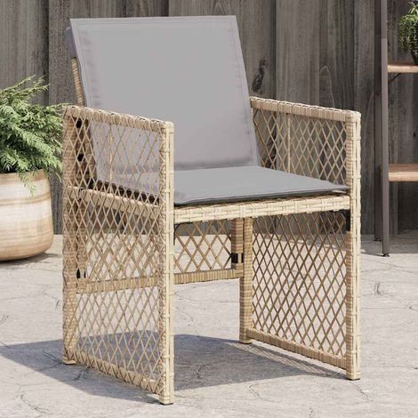 Gartenstühle mit Kissen 4 Stk. Beigemischung Poly Rattan