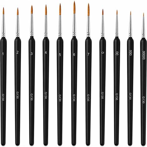 11PCS Détail Pinceau, Pinceaux Peinture De Détail, Fins pour Figurine Miniature, Acrylique, Aquarelle, Modélisme, Ongles, Numéro Art, Lignes Précises, Loisirs Créatifs (1/5)