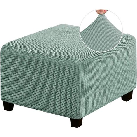 Housse élastique carrée pour pouf - housse verte pour pouf - housse pour repose-pieds (1/5)