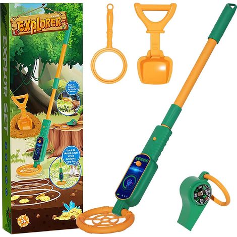 Metal detector per bambini - Metal detector leggero per bambini, regolabile da 60 a 80 cm, perfetto per bambini dai 3 ai 12 anni, ideale per attività all'aperto.