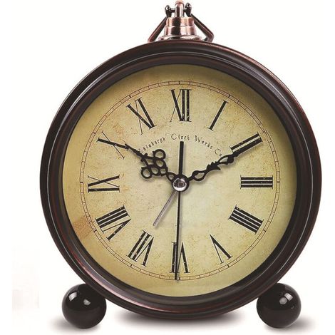 Réveil analogique rétro sans tic-tac : horloge de chevet, horloge de table vintage, silencieuse, petite horloge de table à piles, horloge de table analogique vintage pour chambre à coucher (1/5)