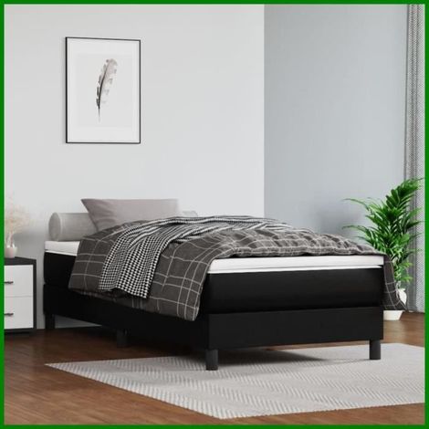 Sommier à ressorts - VGEBY - AB3120676 - Similicuir Noir - 203 x 90 x 25 cm - 1 place (1/4)