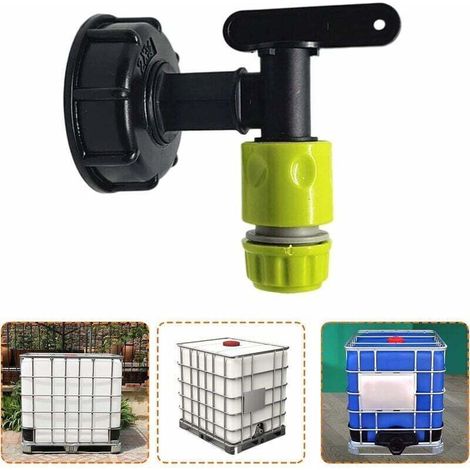 Rubinetto per serbatoio in plastica da 1000 litri con attacco per tubo da giardino, adattatore per rubinetto per serbatoio IBC, connettore filettato da 3/4 di pollice per raccolta acqua piovana, serba (1/4)