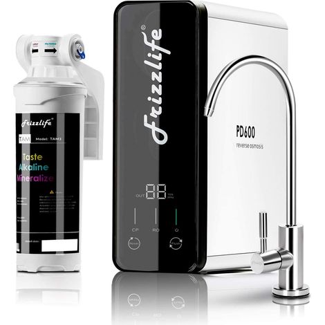 filtre à eau à osmose inverse -pH+ alcalin minéral, système d'osmose inverse sans réservoir 600 GPD, sous évier, 2:1 pur/vidange, réduit le FPAS/PFOA, PD600-TAM3 (1/5)