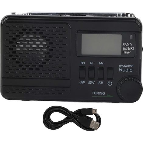 Baladeur MP3 multifonction portable avec entrée USB et TF, récepteur radio FM/MW, haut-parleur intégré, lecteur audio numérique (1/5)