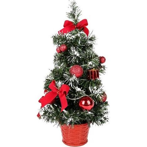 Sapin de Noël artificiel lumineux 40 cm – Petit sapin de table LED avec guirlandes lumineuses et décorations – Atmosphère festive rouge (1/5)