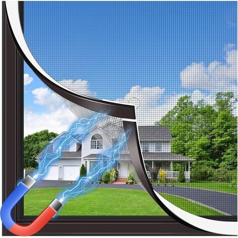 1 Fenster-Moskitonetz 140 x 150 cm, Fiberglas, magnetisch abnehmbarer Rahmen ohne Bohren, für Schiebefenster (1/5)