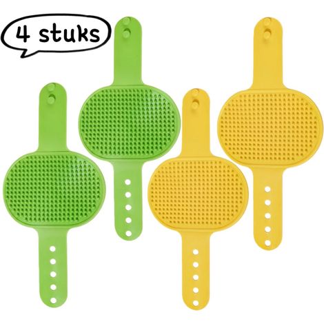 Lot de 4 peignes pour chat avec adhésif en silicone pour massage toilettage et grattage couleurs assorties (1/5)