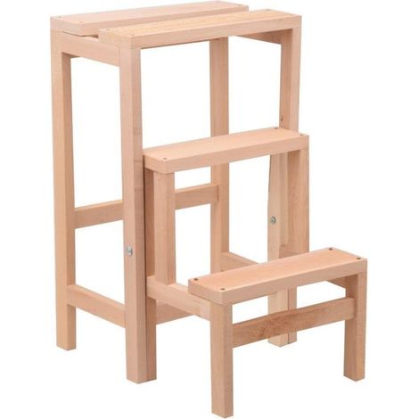 SGABELLO SCALETTA RIBALTABILE IN LEGNO NATURALE