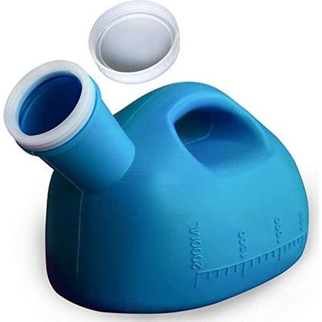 Urinoir pour hommes avec couvercle 2000 ml tasses d'urine anti-éclaboussures de grande capacité pour hôpital, incontinence (1/2)