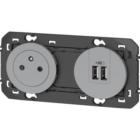 Legrand Enchufe de corriente de aluminio con cargador USB