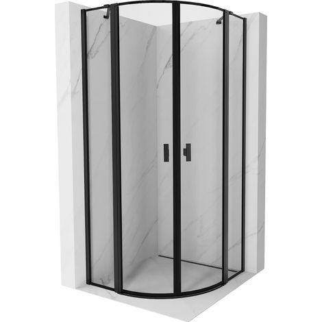 Mexen Mist cabine de douche semi-circulaire ouvrante 90 x 90 cm, cadre noir, noir - 8A32-090-090-70-70 (1/5)
