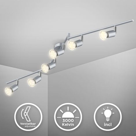 Deckenstrahler - 17,4W, 1560lm, LED, schwenkbar, GU10, warmweiß, silberfarbig