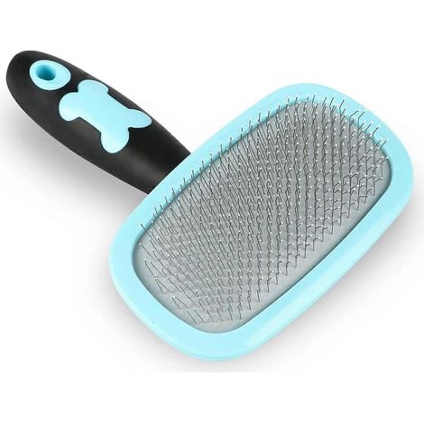 Brosse pour poils de chien et de chat - brosse de toilettage pour animaux - outil de toilettage pour l'élimination des poils (Bleu - Grand) (1/5)
