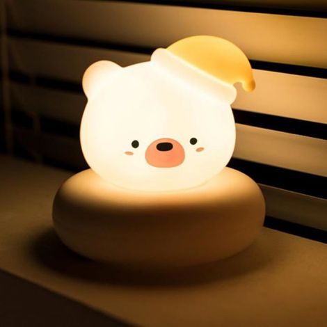 Veilleuse Bebe Ours Rechargeable Lampe de Nuit Enfant Chambre Cadeau Naissance Garçon 1 an (1/5)