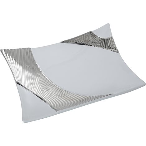 Centre Rect. Céramique Blanc/Argent 36X27X8,5 Cm (1/4)