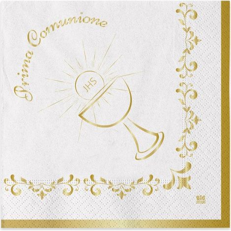 Big Party Tovaglioli Prima Comunione Gold 33 x 33 Cm 20 Pz
