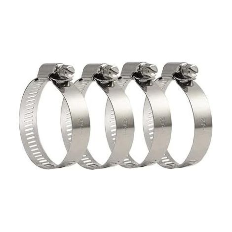 4 Pieces, Adjustable Hose Clamp 27-51 mm, 304 Stainless Steel, Metal, for Home Gas, Water, Cable, Tap, etc. (1/5)