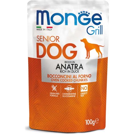 Monge Dog Grill Senior piezas con pato 100g