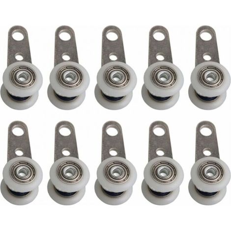 Lot de 10 roulettes pour baies vitrées ou portes coulissantes - en métal et en plastique - 4,5 x 1,9 cm