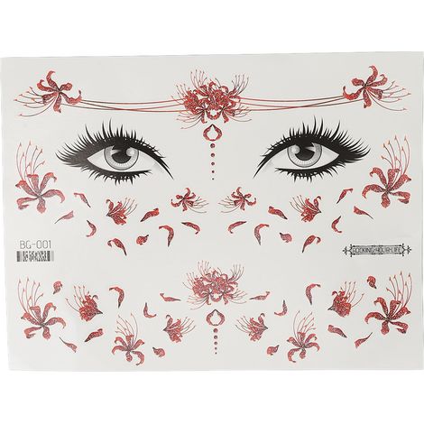 Fleurs temporaires éphémères, tatouages adhésifs faciles à poser, mini motifs floraux pour soirée Halloween, Noël ou déguisement. (1/5)