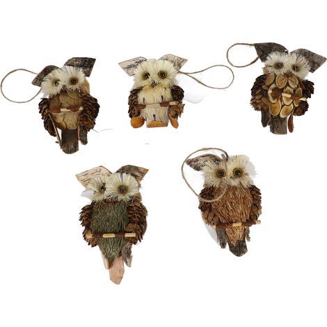 Pendentif hibou, lot de 5, ornement décoratif à poser pour terrasse, décoration intérieure, fêtes (1/5)
