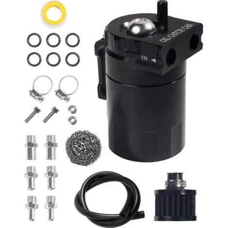 Reniflard D'huile Auto,Récupérateur Huile Moteur,300ml Réservoir de Carburant en Aluminium Réservoir de Stockage D'huile Avec Filtre à Air,Universel pour Une Variété de Véhicules (1/5)