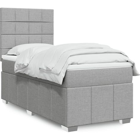 Boxspringbett mit Matratze Hellgrau 90x200 cm Stoff